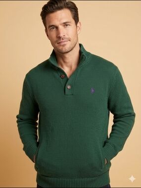 Polo Ralph Lauren Green Mock Neck Sweater XXL - Gorpcore / GrandpaCore